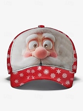 Недорогие Женские шляпы-мужская бейсболка с рождественским принтом Санты, регулируемая красная шапка со снежинками, праздничный зимний аксессуар для праздничных вечеринок и ношения на открытом воздухе