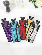 cheap Men's Belts-Men's Christmas Sequin Suspenders – Polyester Material, Festive Sparkling Design, Available in Multiple Colors, Perfect for Holiday Parties and Christmas Events