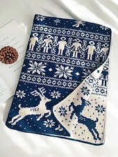 abordables Foulards pour femmes-Écharpe de Noël pour femme en maille avec motif renne – matière acrylique, motif festif pour les fêtes et les vêtements d'hiver