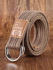 economico Cinture da uomo-cintura natalizia in tela da uomo – cintura regolabile in tessuto di cotone con cinturino in pelle e fibbia ad anello in metallo – disponibile in rosso, blu navy, nero e altri colori – elegante accessorio natalizio per uomo