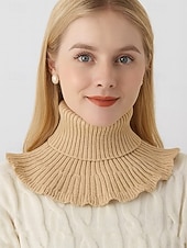 abordables Foulards pour femmes-Col côtelé en acrylique de Noël pour femme – confortable et élégant avec des bords volantés, disponible en plusieurs couleurs, parfait pour les vacances d'hiver et les occasions festives