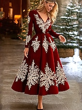Vánoce Dámské Maxi šaty Áčkové šaty prázdniny Na běžné nošení Párty Denní Večerní oslava Běžný Grafika Vánoční stromek Sněhová vločka Dlouhý rukáv Do V Tmavě červená Fialová Jaro Podzim Zima levne Vánoční šaty-Vánoce Dámské Maxi šaty Áčkové šaty prázdniny Na běžné nošení Párty Denní Večerní oslava Běžný Grafika Vánoční stromek Sněhová vločka Dlouhý rukáv Do V Tmavě červená Fialová Jaro Podzim Zima