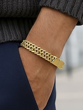 levne Pánské šperky-Pánský pletený řetízkový náramek z nerezové oceli s magnetickou sponou – moderní módní šperk pro běžné nošení, do práce i na párty