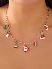 billige Halskjede for kvinner-Julekjede med sjarm til dame, flere stiler med sjarm til julenissen, snømannen og juletreet, perfekt til høytidsfester og festlige gaver.