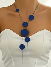 abordables Collier pour femme-Collier long à pendentif disque géométrique pour femme – bijou minimaliste moderne à superposer pour soirées élégantes, événements formels et mode quotidienne