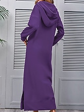 Χαμηλού Κόστους Φούτερ &amp; Φορέματα με κουκούλα-Γυναικεία Μίντι φόρεμα Φόρεμα με κουκούλα Μοντέρνα Καθημερινά Γραφείο Εξόδου Κανονικό Σκέτο Μακρυμάνικο Με Κουκούλα Μαύρο Κρασί Βυσσινί Πορτοκαλί Άνοιξη Φθινόπωρο Χειμώνας