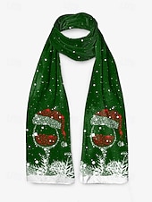 abordables Accessoires de Noël-Écharpe de Noël pour femme, châle d&#039;hiver doux avec imprimé bonnet de Père Noël, écharpe de cou confortable pour les fêtes et cadeaux festifs, plusieurs couleurs