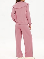 Dames Modieus Streetwear Broeken Sets Bolero Top Lange mouw Overhemdkraag Effen Kleur Vetoketju Buiten Werk Casual Blozend Roze Marineblauw Grijs Lente Normale pasvorm voordelige Blousepakken voor dames-Dames Modieus Streetwear Broeken Sets Bolero Top Lange mouw Overhemdkraag Effen Kleur Vetoketju Buiten Werk Casual Blozend Roze Marineblauw Grijs Lente Normale pasvorm