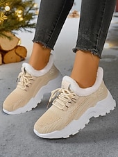 Zapatillas deportivas rojas con forro polar para mujer: zapatillas para correr cálidas y transpirables para invierno, Navidad, viajes y ropa informal. abordables Zapatos de Navidad para Mujeres-Zapatillas deportivas rojas con forro polar para mujer: zapatillas para correr cálidas y transpirables para invierno, Navidad, viajes y ropa informal.