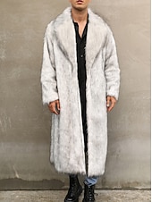 halpa Miesten takit-Miesten Talvitakki Tekoturkis Loma Päivittäin Pidä lämpimänä Fleece Syksy Talvi Tavallinen Muoti Katutyyli Kauluskäänne Pitkä Musta Valkoinen Keltainen Jackets