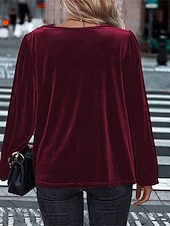 Femmes Velours Elegant Habillé Chemisier Couleur Unie Uni Élégant Dames Classique manche longue Col Halter Hauts Réguliers Travail Quotidien Fête Froncé Drapé Noir Vin Bleu Roi Violet Vert Automne abordables Hauts Unis pour Femmes-Femmes Velours Elegant Habillé Chemisier Couleur Unie Uni Élégant Dames Classique manche longue Col Halter Hauts Réguliers Travail Quotidien Fête Froncé Drapé Noir Vin Bleu Roi Violet Vert Automne