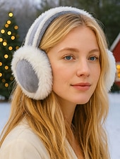 abordables Boucle d&amp;#39;oreille pour femme-Cache-oreilles de Noël en fausse fourrure pour femme, design pliable, bandeau multi-matières pour l'hiver, accessoire confortable et élégant pour le temps froid