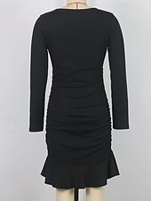 olcso Egyszerű ruha-Női Mini ruha Koktélruha Hüvelyruha Bodycon ruha Elegáns Divat Modern Estély Parti Különleges alkalom Normál Sima Hosszú ujj V-alakú Fekete Tavasz Ősz Tél
