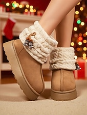levne Sníh a zimní boty-Dámské pletené zimní boty s fleecovou podšívkou - útulné a teplé, ideální do zasněženého počasí a na outdoorové aktivity