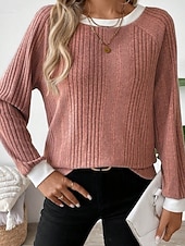 Χαμηλού Κόστους Απλή μπλούζα-Γυναικεία Μπλούζα Κουρελού Συμπαγές Χρώμα Στυλάτο Καθημερινό Μακρυμάνικο Στρογγυλή Ψηλή Λαιμόκοψη Κανονικά μπλουζάκια Καθημερινά Μαύρο Ανθισμένο Ροζ Φούξια Γκρίζο Άνοιξη Φθινόπωρο Χειμώνας