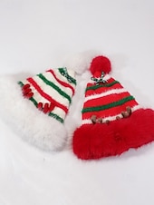 voordelige Dameshoeden-Kerstmuts met strepen voor dames met rendiergewei – polyester materiaal, feestelijk ontwerp voor feestdagen en winterkleding