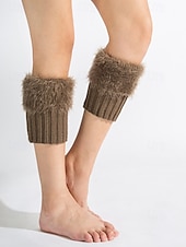 levne Dámské ponožky-Dámské manžety na boty z umělé kožešiny, nastavitelný akrylový úplet s plyšovými detaily, vánoční sváteční doplněk k obuvi v několika barvách