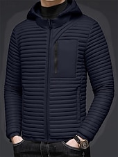 Недорогие Мужские пуховики и парки-Муж. Зимнее пальто Пуховик Стеганая куртка Карман Полиэстер Отпуск На каждый день Свидание Обычная Мода На каждый день Удобный Сохраняет тепло Зима Сплошной/однотонный цвет Белый Синий Пуховик