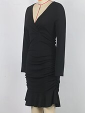 olcso Egyszerű ruha-Női Mini ruha Koktélruha Hüvelyruha Bodycon ruha Elegáns Divat Modern Estély Parti Különleges alkalom Normál Sima Hosszú ujj V-alakú Fekete Tavasz Ősz Tél