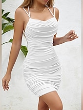 Női Mini ruha Hüvelyruha Slip ruha Szabadság Alkalmi Alkalmi Normál Sima Ujjatlan Spagettipánt Fekete Fehér Arcpír rózsaszín Királykék Nyár Tavasz olcso Fehér ruha-Női Mini ruha Hüvelyruha Slip ruha Szabadság Alkalmi Alkalmi Normál Sima Ujjatlan Spagettipánt Fekete Fehér Arcpír rózsaszín Királykék Nyár Tavasz