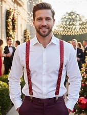 cheap Men's Belts-Men's Christmas Sequin Suspenders – Polyester Material, Festive Sparkling Design, Available in Multiple Colors, Perfect for Holiday Parties and Christmas Events