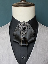 levne Pánské kravaty a motýlky-Pánský vánoční motýlek s diamantovým akcentem - elegantní saténová stuha s černým drahokamem pro formální sváteční příležitosti, k dispozici v několika barvách