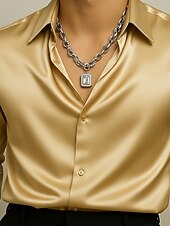 Χαμηλού Κόστους Ανδρικά κοσμήματα-Ανδρικό χριστουγεννιάτικο κολιέ από τιτάνιο και ατσάλι με ορθογώνιο μενταγιόν, μοντέρνα κοσμήματα με αλυσίδα για εορταστικά πάρτι και δώρα