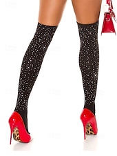 Χαμηλού Κόστους Γυναικείες κάλτσες-Γυναικείες κάλτσες μέχρι τους μηρούς με διακόσμηση στρας, λαμπερά ελαστικά καλσόν για γιορτές και πάρτι