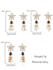billiga Kvinnors örhänge-Julörhängen i legering för kvinnor med snögubbe- och snöflingedesign, perfekta för högtidsmode och festliga presenter