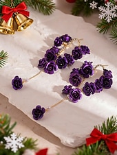 billiga Kvinnors örhänge-Damörhängen med rosblommor, romantiska blommiga smycken med guldkedjor för julfester, högtidsgåvor &amp;festliga kläder