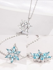 voordelige Dames ketting-dames sneeuwvlok hanger ketting met blauwe kristallen, elegante winter sieraden voor kerstfeestjes en vakantiecadeaus