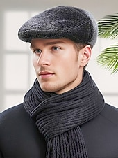 voordelige Herenhoeden-Voor heren Fedora Hoed Zwart Donker Grijs Polyesteri Nepbont Warm Vintage Stijlvol Herfst Winter