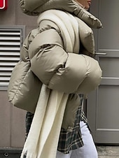 halpa Talvi Parka-Naisten Anorakki Mukava Hengittävä Tasku Napit Vapaa-aika Tavallinen Loma Katu Kausaliteetti Arki-asut Vetoketju Normaali Hupullinen Normaali Pitkähihainen Päällysvaatteet Musta Armeijan vihre