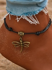 cheap Women's Bracelet-Women's Dragonfly Pendant Anklet, Adjustable Rope Bracelet with Vintage Charm, Boho Beach Foot Jewelry for Summer, Parties &amp; Holidays