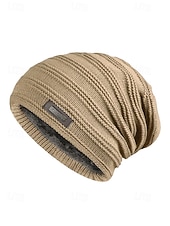 お買い得  クリスマスアクセサリー-クリスマス用のメンズニットビーニーハット、柔らかいアクリルとフェイクファー、冬のファッションに最適な複数の色