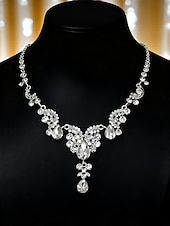 abordables Collar de mujer-Collar llamativo de lágrima de cristal para mujer, elegante joya vintage con diamantes de imitación para bailes Gatsby y bodas. &amp;fiestas nocturnas