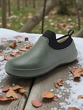  Damskie, zielone, wodoodporne, wsuwane buty zimowe z ciepłą, polarową podszewką – wytrzymałe, antypoślizgowe buty do ogrodu i chodzenia na świeżym powietrzu
