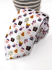 abordables Cravates et nœuds papillon pour hommes-Cravates de Noël pour hommes en polyester – motifs Père Noël, bonhomme de neige et autres motifs festifs, parfaites pour les fêtes de Noël et les occasions spéciales.