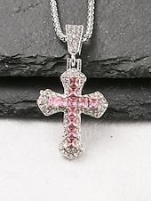 Недорогие Мужские украшения-Мужское рождественское ожерелье-крест из сплава, разноцветное, с искрящимся кристаллом, стильный аксессуар для праздничных вечеринок и повседневной носки