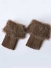 levne Dámské ponožky-Dámské manžety na boty z umělé kožešiny, nastavitelný akrylový úplet s plyšovými detaily, vánoční sváteční doplněk k obuvi v několika barvách