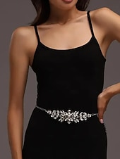 abordables Cinturón de mujer-Cinturón de cadena con diamantes de imitación de cristal para mujer, elegante accesorio de joyería brillante para la cintura para vestidos, gala de noche. &amp;trajes de fiesta