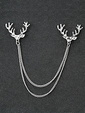 Недорогие Мужские галстуки и бабочки-Мужские рождественские булавки для воротника из сплава – элегантные дизайны в виде оленей с золотыми цепочками, идеально подходят для праздничных вечеринок, торжеств и зимних праздников