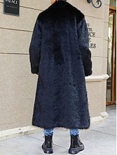 halpa Miesten takit-Miesten Talvitakki Tekoturkis Loma Päivittäin Pidä lämpimänä Fleece Syksy Talvi Tavallinen Muoti Katutyyli Kauluskäänne Pitkä Musta Valkoinen Keltainen Jackets