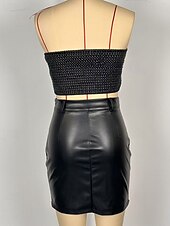 Dames Actief Modieus Streetwear Rok Sets Bolero Top Mouwloos Schouderafhangend Effen Kleur Lapwerk Sierstenen Buiten Vakantie Dagelijks Zwart Bruin Herfst Normale pasvorm voordelige Tweedelige sets-Dames Actief Modieus Streetwear Rok Sets Bolero Top Mouwloos Schouderafhangend Effen Kleur Lapwerk Sierstenen Buiten Vakantie Dagelijks Zwart Bruin Herfst Normale pasvorm