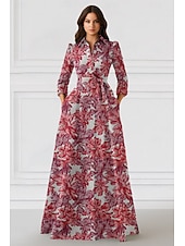  A-linjainen lattiatason joka puhujapuku häätvieraspuku muodolliset puvut häääitiä varten pitkät hihat kaulakaulus tyylikäs vintage muodollinen jossa on solmia