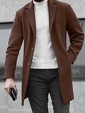 billige Trenchcoat for menn-Herre Ytterfrakk Trenchcoat Lang trenchcoat Feriereise Daglig Høst Vinter Polyester Vindtett Yttertøy Klær Mote Klassisk عادي Lomme Knaphul Enkeltkneppet