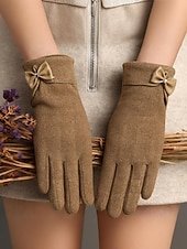 ieftine Accesorii de Crăciun-Mănuși de Crăciun pentru femei cu ecran tactil – material cald din poliester cu un design drăguț cu funde, perfecte pentru petreceri și ținute de iarnă