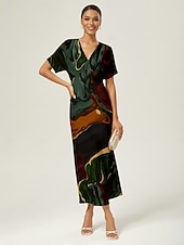 γυναικείο μάξι φόρεμα σατέν αφηρημένο σχέδιο ντολμάν μανίκι V λαιμόκοψη μέση γραβάτα κομψό casual διακοπές άνοιξη καλοκαίρι φθινόπωρο Χαμηλού Κόστους casual φόρεμα-γυναικείο μάξι φόρεμα σατέν αφηρημένο σχέδιο ντολμάν μανίκι V λαιμόκοψη μέση γραβάτα κομψό casual διακοπές άνοιξη καλοκαίρι φθινόπωρο