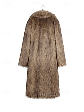 halpa Miesten takit-Miesten Talvitakki Tekoturkis Loma Päivittäin Pidä lämpimänä Fleece Syksy Talvi Tavallinen Muoti Katutyyli Kauluskäänne Pitkä Musta Valkoinen Keltainen Jackets
