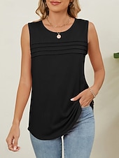 economico Serbatoio Semplice-Per donna Canotta Tinta unica Elegante Casual Senza Maniche Girocollo Top Regolari Quotidiano Blu Nero Bianco Rosa Vino Estate
